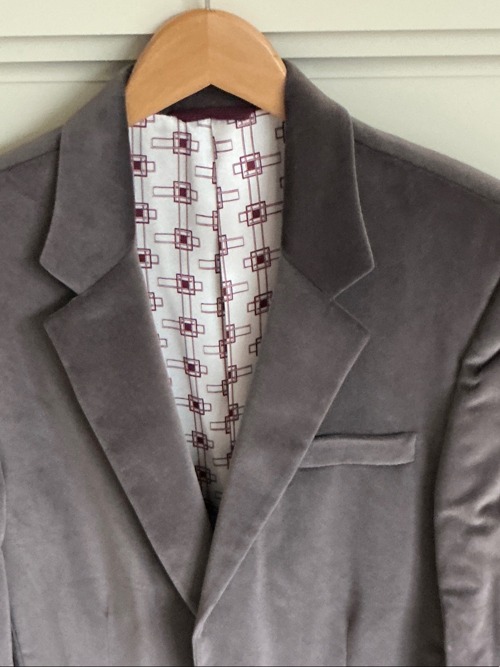 Original Penguin Gray Velvet Sport Coat with Patterned Lining